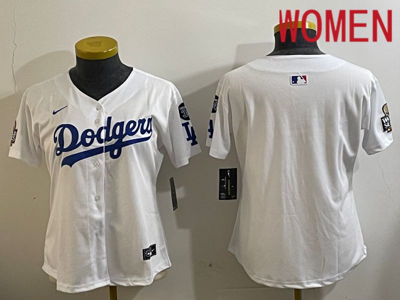 Women Los Angeles Dodgers Blank White Game 2024 Nike MLB Jersey style 112120